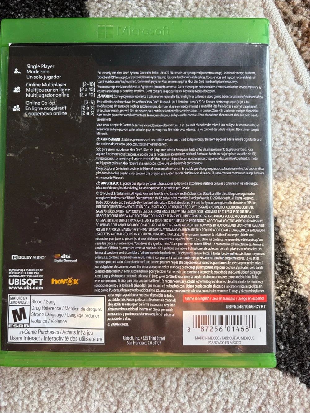 Tom Clancy's Rainbow Six Siege (Green) - Ubisoft Xbox One